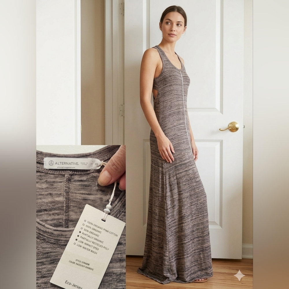 Alternative Heathered Brown Tank Maxi Dress